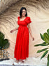 Stylish Red Cotton Maxi Dress