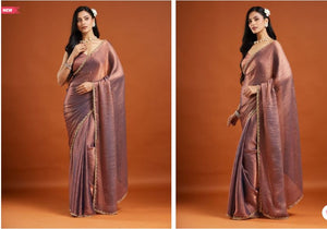 Soft Jimmy Choo Fandy Silk Saree With Hand Work Lace Boarder
