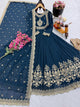 Designer Heavy Work Teal Green Color Gown