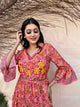 Peach Embroidered Boho Maxi Dress