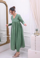 Olive Embroidered Nyra Cut Cotton Kurta Pant Set