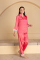 Satin Night Suit Set With Feather