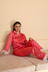 Satin Night Suit Set With Feather