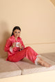 Satin Night Suit Set With Feather