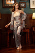Leopard print Satin Night suit with Robe
