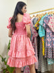 Stylish Pink Cotton Short Dress