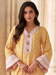 Survani Bemberg Satin Mustard Kurta Set