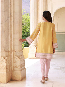 Survani Bemberg Satin Mustard Kurta Set