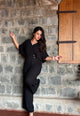 Solid Black Viscose Cord Set