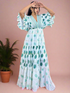 Kaftan Pattern Boho White Maxi Dress