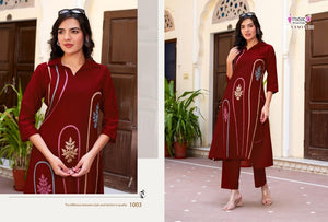 fancy and subtle floral design kurti pair