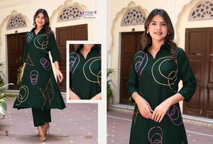 fancy and subtle floral design kurti pair