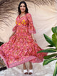 Peach Embroidered Boho Maxi Dress