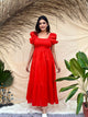 Stylish Red Cotton Maxi Dress