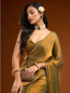 Soft Jimmy Choo Fandy Silk Saree With Hand Work Lace Boarder