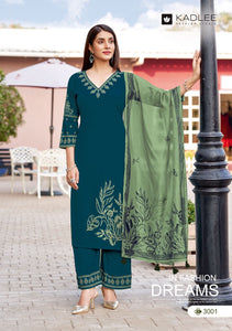 simple and subtle 3 pieces kurti set for office and daily wear