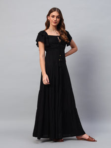 Black Cotton Maxi Dress