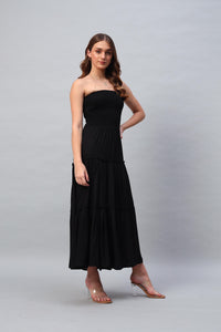 Black Shoulder Less Maxi Dress
