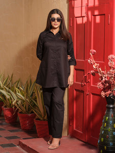 Coloured Denim shirt top with full loose pants