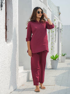 Coloured Denim shirt top with full loose pants