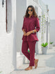 Coloured Denim shirt top with full loose pants