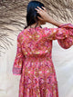 Peach Embroidered Boho Maxi Dress