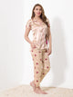 Beige Satin 3pc Nightsuit