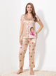 Beige Satin 3pc Nightsuit