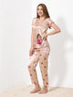 Beige Satin 3pc Nightsuit