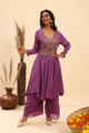 Lavender Embroidered Kurta Palazzo Set