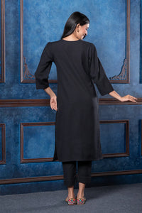 Women Black Cotton Flex Hand Suit Set