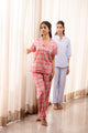 Pink Check Classic Collar Night Suit Set