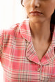 Pink Check Classic Collar Night Suit Set