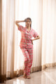 Pink Check Classic Collar Night Suit Set