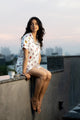 Lady Bug Printed Satin Short Night Suit Set (Top, shorts & Pj)