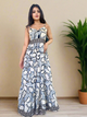 White Floral Printed Boho Maxi Dress