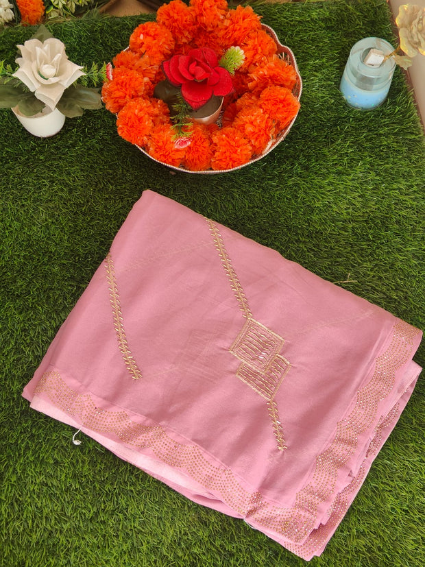 party wear saree with stone work (with blouse piece)