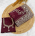 Maroon Diamond Hand Work Party Wear Launching Designer saree jimmy Choo Fabric With Glitter Dori Embroidery work