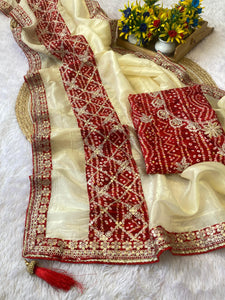 BRAND UPGRAD HUB PURE GOLD CRUSH SAREE