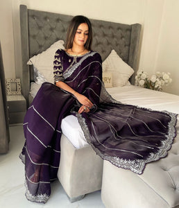 PURPLE Party Wear Launching Designer Dana Handwork