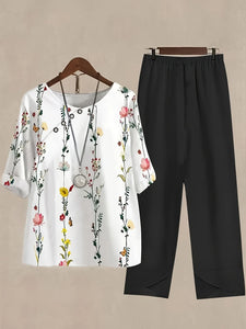 Co-Ord – European Style Floral Tee & Pants Set