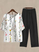 Co-Ord – European Style Floral Tee & Pants Set