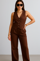 Chocolate Co-Linen Vest Coat & Trousers