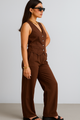 Chocolate Co-Linen Vest Coat & Trousers