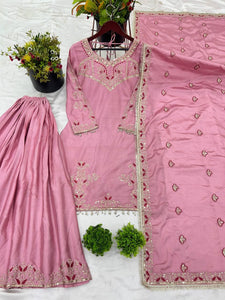 Stunning Heavy Pink Color Sharara Suit